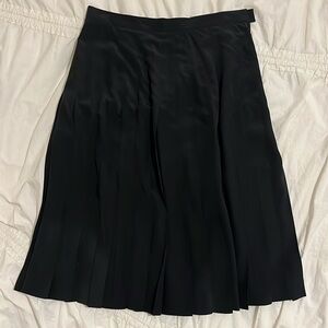Vintage Silk Pleated Black Midi Skirt 10